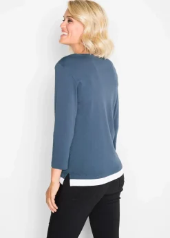 2 in 1 Baumwoll-Shirt, 3/4-Arm Damen Shirts & Tops