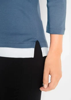 2 in 1 Baumwoll-Shirt, 3/4-Arm Damen Shirts & Tops