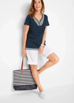 Damen bonprix Shirts & Tops|Nachhaltigere Materialien|2 in 1 Shirt aus Bio-Baumwolle, kurzarm