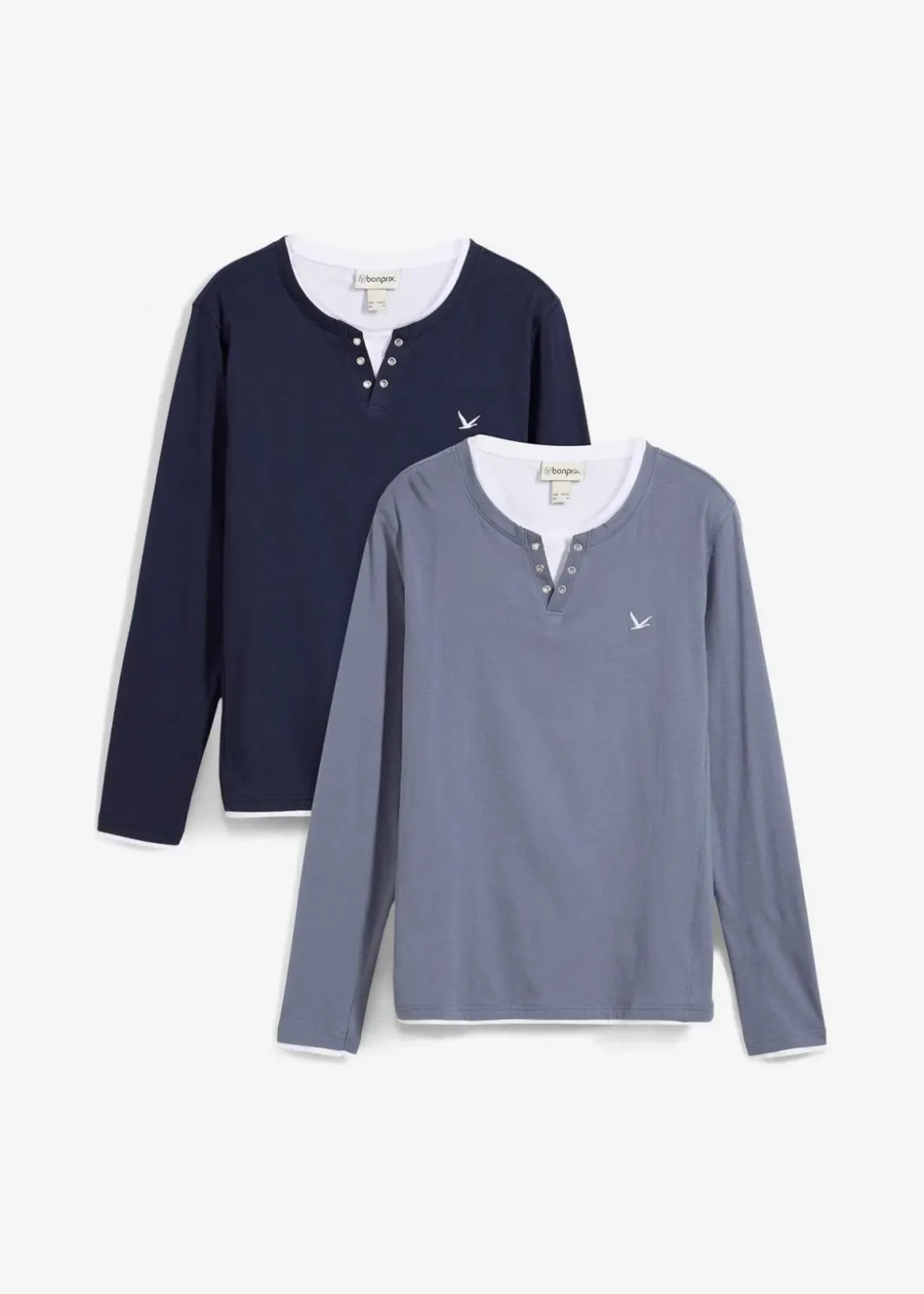 Herren bonprix Shirts & Polos|Basics|2 in 1 Shirt (2er Pack), Langarm