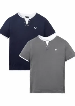 Herren bonprix Große Größen|Basics|2 in 1 Shirt, Kurzarm (2er Pack)
