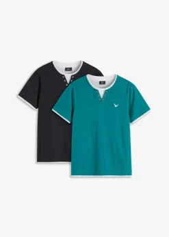 Herren bonprix Shirts & Polos|Basics|2 in 1 Shirt, Kurzarm (2er Pack)