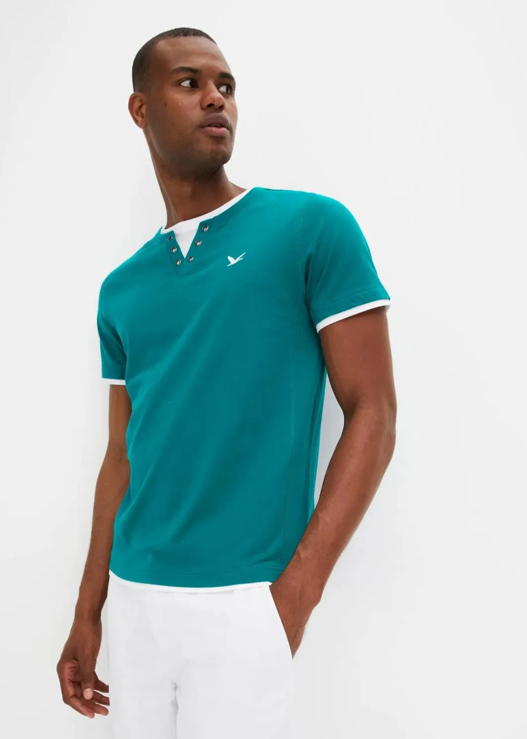 Herren bonprix Shirts & Polos|Basics|2 in 1 Shirt, Kurzarm (2er Pack)