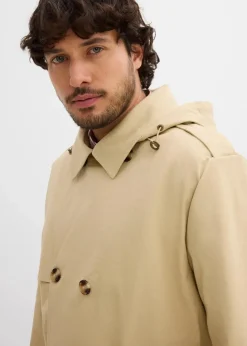 2 in 1 Trenchcoat mit abnehmbarer Kapuze, wasserabweisend Herren Große Größen|Jacken & Mäntel