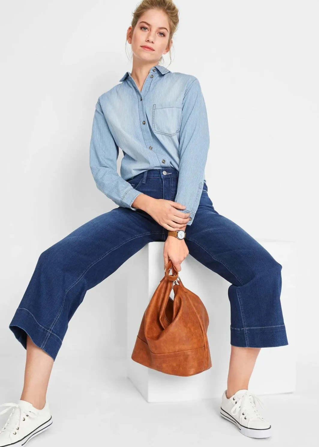 Damen bonprix Bekleidung·Shirts & Tops|Jeans|7/8 Ultra-Soft-Jeans, Culotte