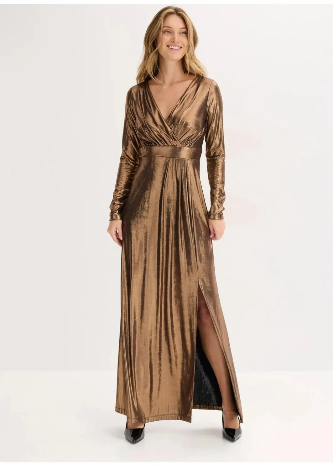 Abendkleid aus feinem Jersey mit Glanz Damen Bekleidung·Pullover & Strickjacken|Festliche Mode
