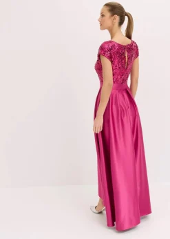 Damen bonprix Festliche Mode|Kleider|Abendkleid aus glänzendem Satin mit Pailletten