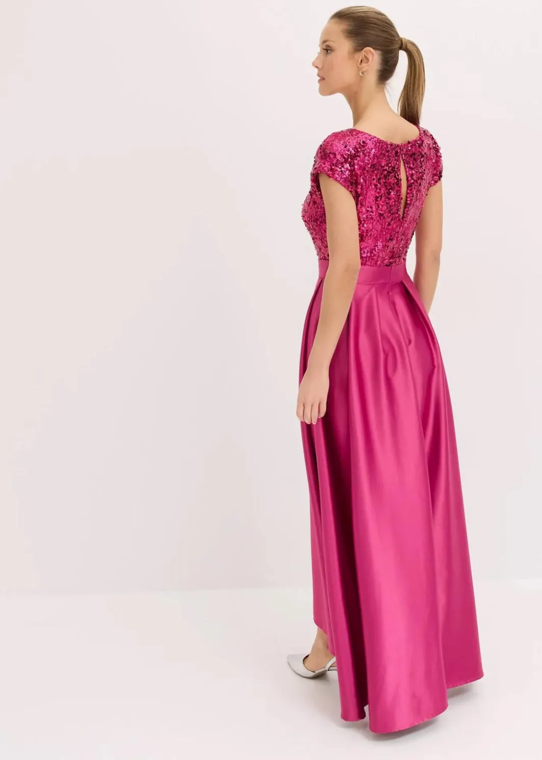Damen bonprix Festliche Mode|Kleider|Abendkleid aus glänzendem Satin mit Pailletten