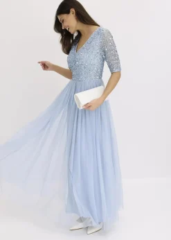Sale Abendkleid aus zartem Tüll mit Paillettenstickerei Damen Kleider|Festliche Mode