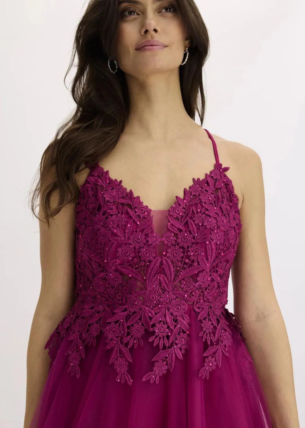 Damen bonprix Bekleidung·Pullover & Strickjacken|Festliche Mode|Abendkleid aus zartem Tüll mit Spitze