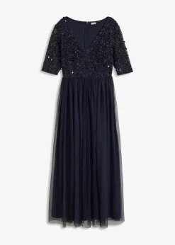Damen bonprix Kleider|Festliche Mode|Abendkleid aus zartem Tüll mit Paillettenstickerei