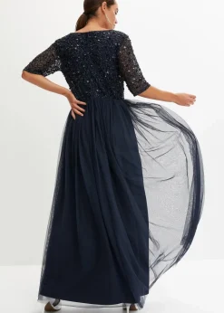 Damen bonprix Kleider|Festliche Mode|Abendkleid aus zartem Tüll mit Paillettenstickerei