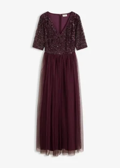 Damen bonprix Kleider|Festliche Mode|Abendkleid aus zartem Tüll mit Paillettenstickerei