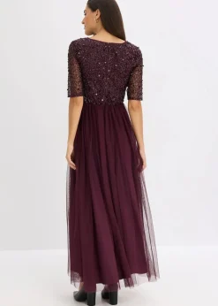 Damen bonprix Kleider|Festliche Mode|Abendkleid aus zartem Tüll mit Paillettenstickerei