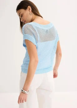 Damen bonprix Bekleidung·Umstandsmode|Bekleidung·Jeans|Ajour Pullover aus glänzendem Bändchengarn