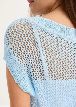 Damen bonprix Bekleidung·Umstandsmode|Bekleidung·Jeans|Ajour Pullover aus glänzendem Bändchengarn