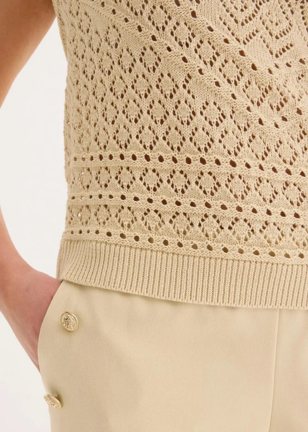 Clearance Ajour Stricktop mit Baumwollanteil Damen Bekleidung·Umstandsmode|Strickmode