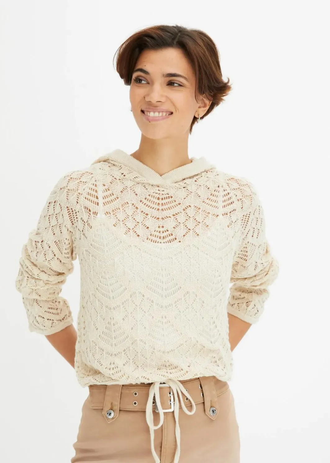 Damen bonprix Strickmode|Pullover & Strickjacken|Ajour-Pullover