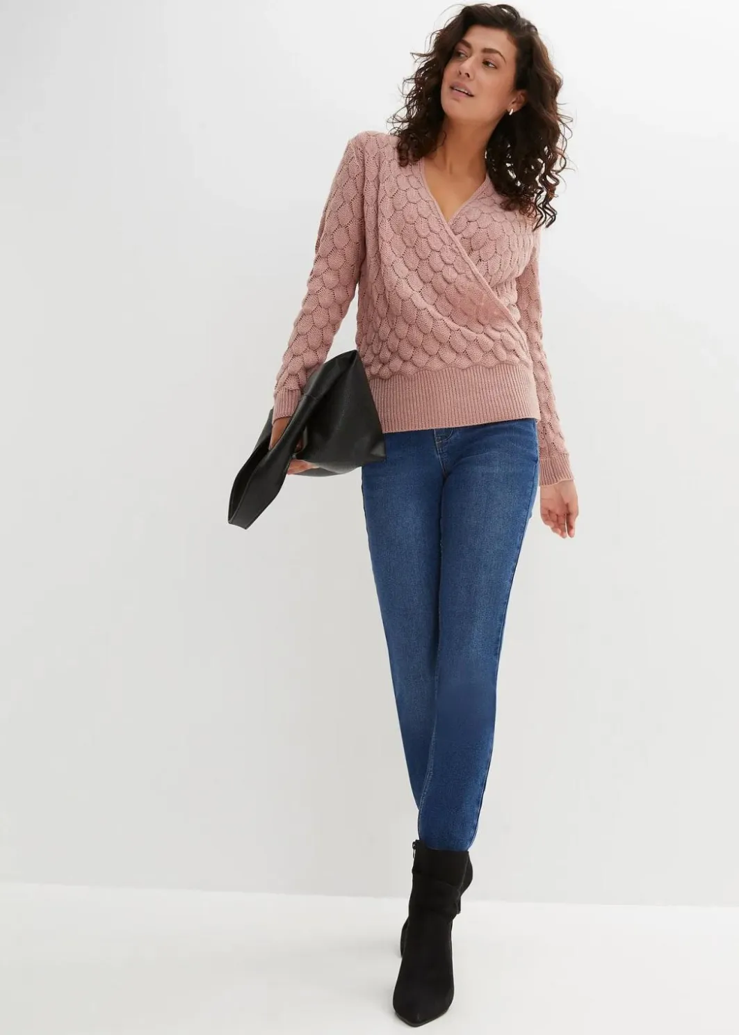 Online Ajour-Pullover in Wickeloptik Damen Bekleidung·Umstandsmode|Strickmode