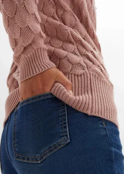 Online Ajour-Pullover in Wickeloptik Damen Bekleidung·Umstandsmode|Strickmode