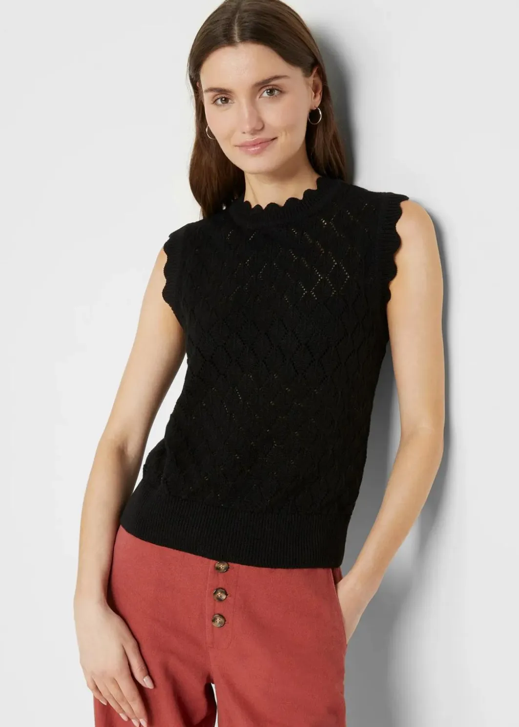 Damen bonprix Bekleidung·Umstandsmode|Bekleidung·Jeans|Ajour-Pullunder aus Baumwoll-Mix