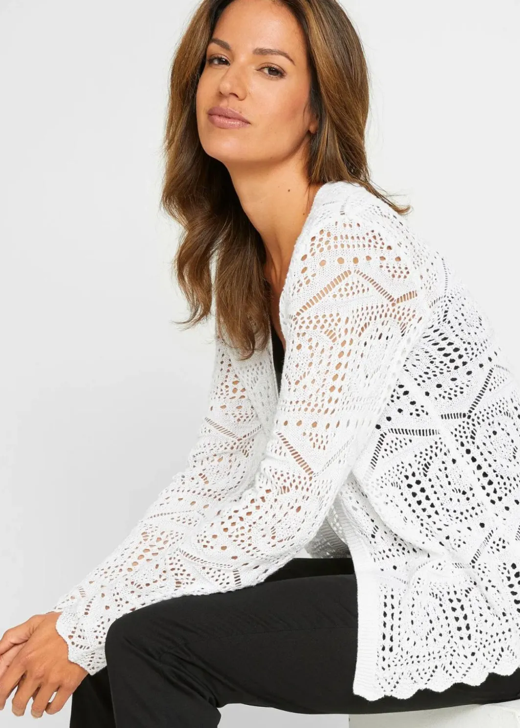 Damen bonprix Bekleidung·Umstandsmode|Strickmode|Ajour-Strickjacke