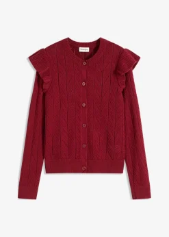 Damen bonprix Pullover & Strickjacken|Strickmode|Ajour-Strickjacke aus Baumwolle