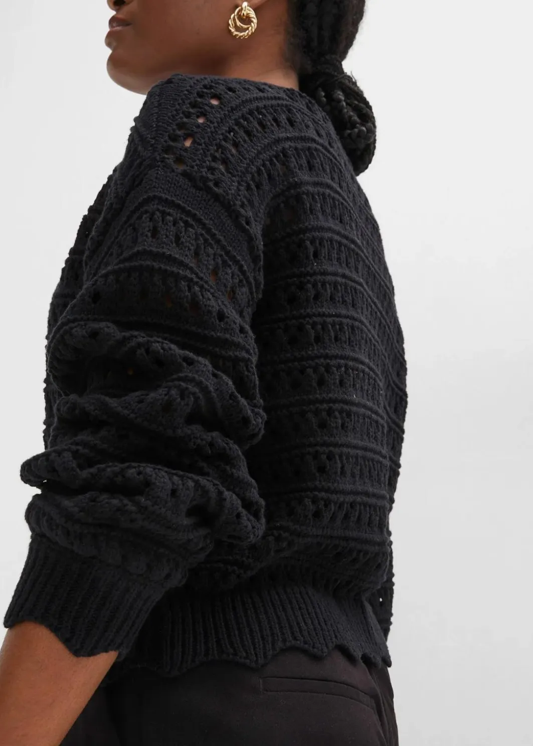 Hot Ajour-Strickjacke aus reiner Baumwolle Damen Pullover & Strickjacken|Strickmode