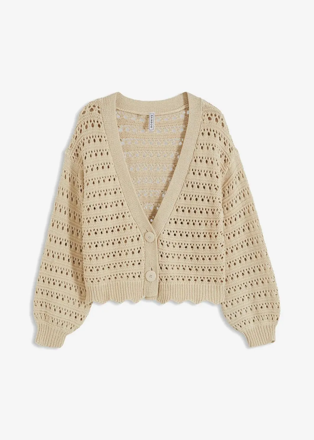 Online Ajour-Strickjacke aus reiner Baumwolle Damen Strickmode|Pullover & Strickjacken