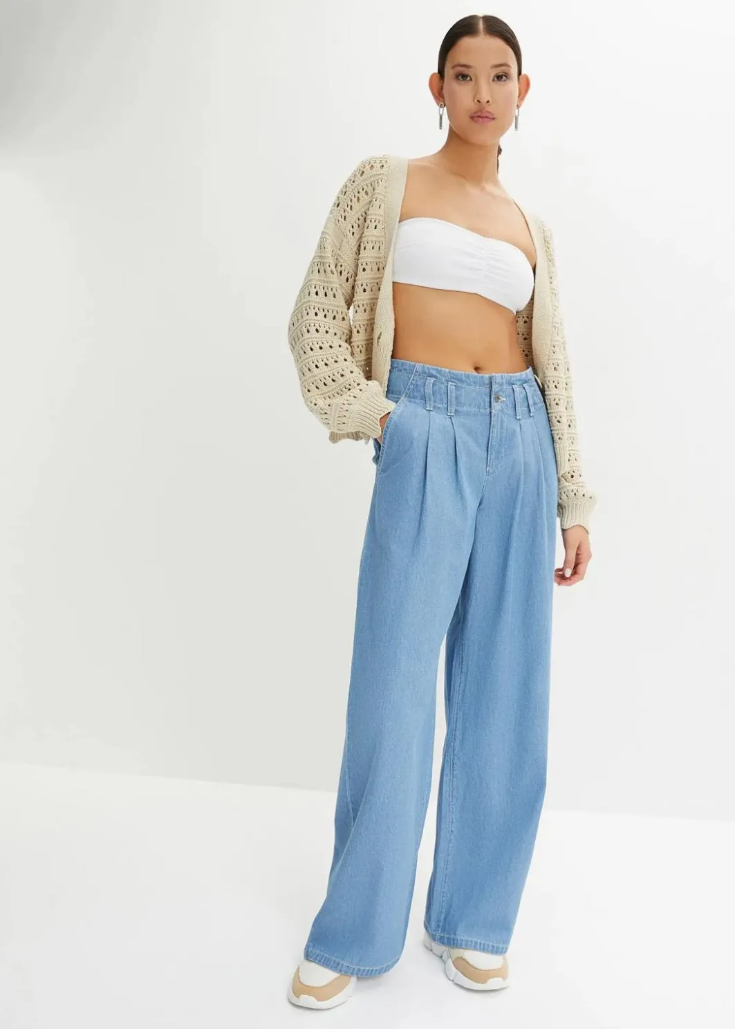 Online Ajour-Strickjacke aus reiner Baumwolle Damen Strickmode|Pullover & Strickjacken