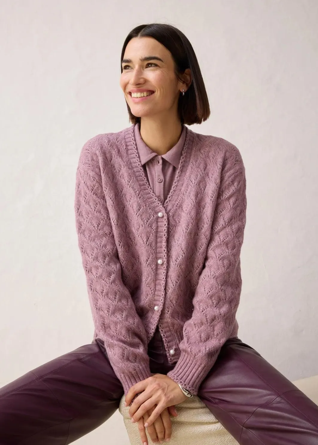 Hot Ajour-Strickjacke mit Wolle Damen Bekleidung·Umstandsmode|Bekleidung·Jeans