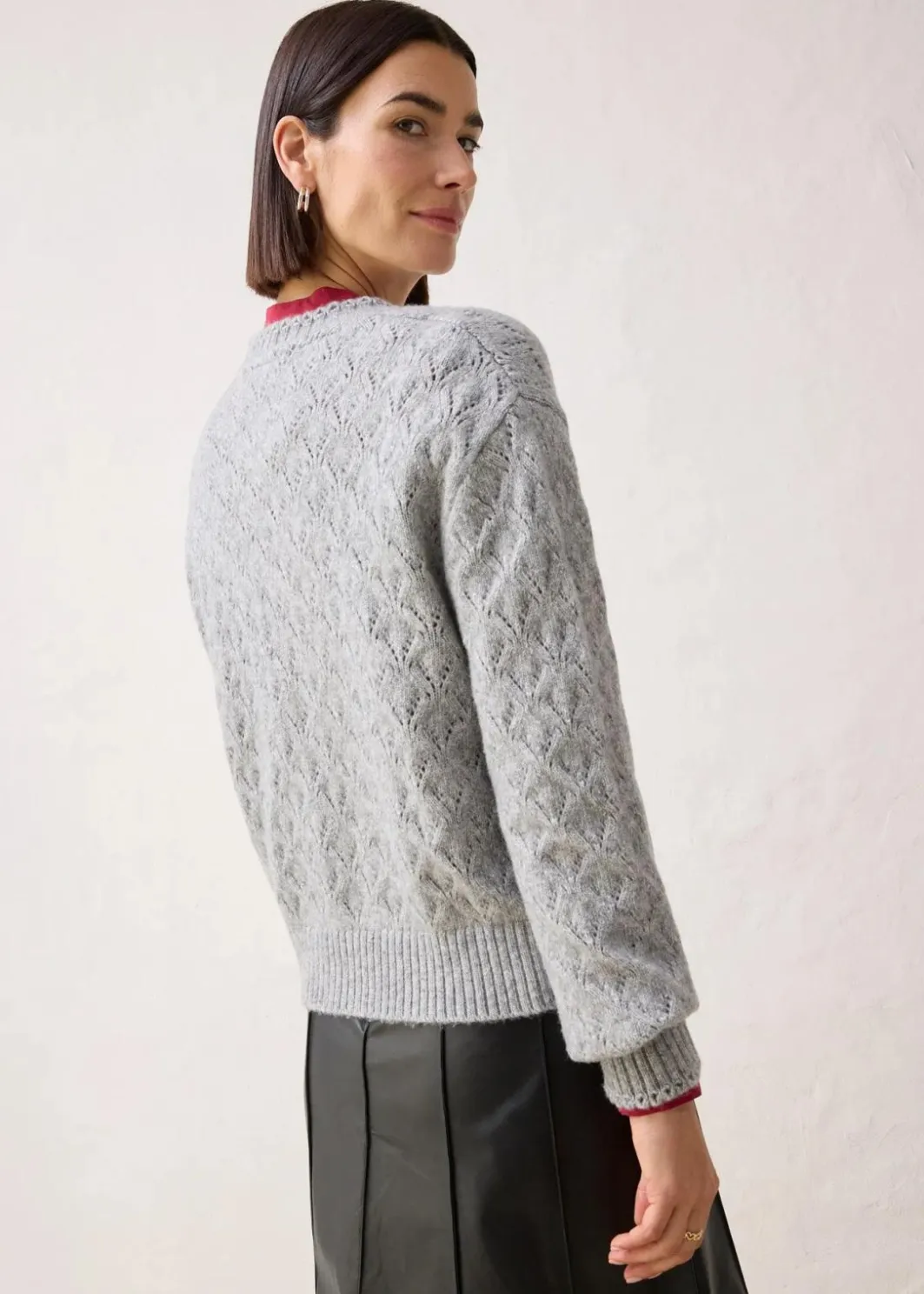 Damen bonprix Bekleidung·Umstandsmode|Bekleidung·Jeans|Ajour-Strickjacke mit Wolle