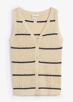 Damen bonprix Bekleidung·Umstandsmode|Premium|Ajour-Strickweste mit Leinenanteil