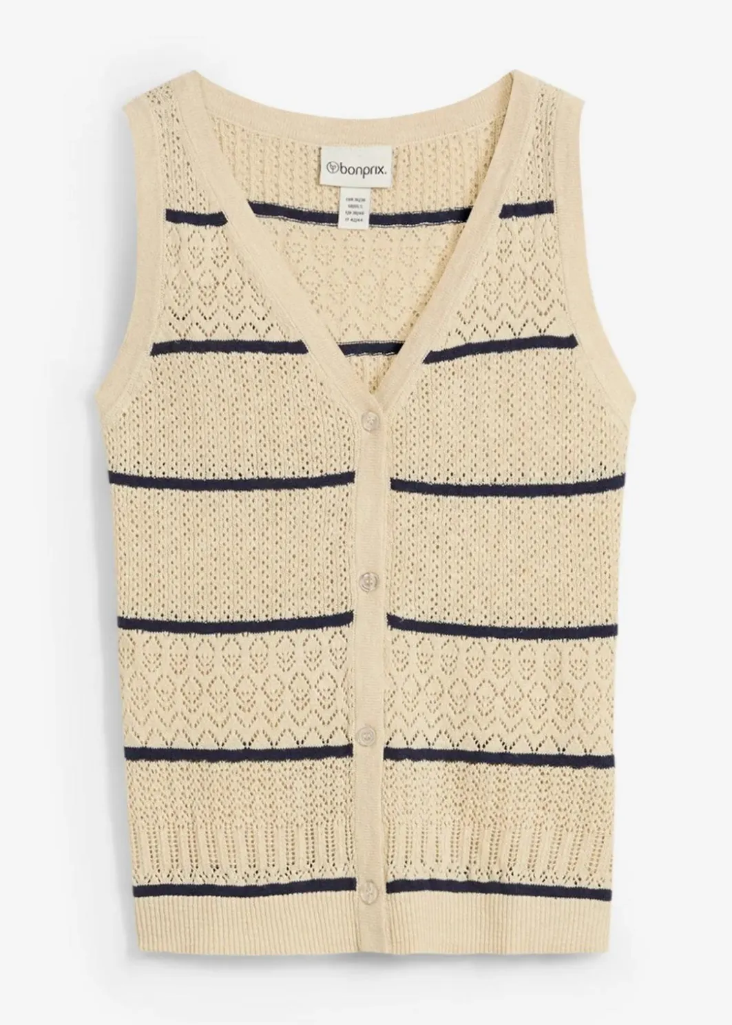 Damen bonprix Bekleidung·Umstandsmode|Premium|Ajour-Strickweste mit Leinenanteil