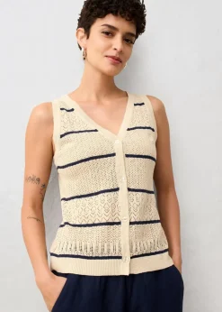 Damen bonprix Bekleidung·Umstandsmode|Premium|Ajour-Strickweste mit Leinenanteil