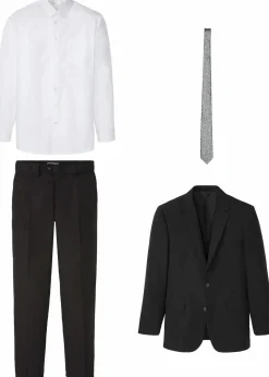Herren bonprix Große Größen|Anzüge & Sakkos|Anzug mit Hemd und Krawatte (4-tlg.Set), Regular Fit