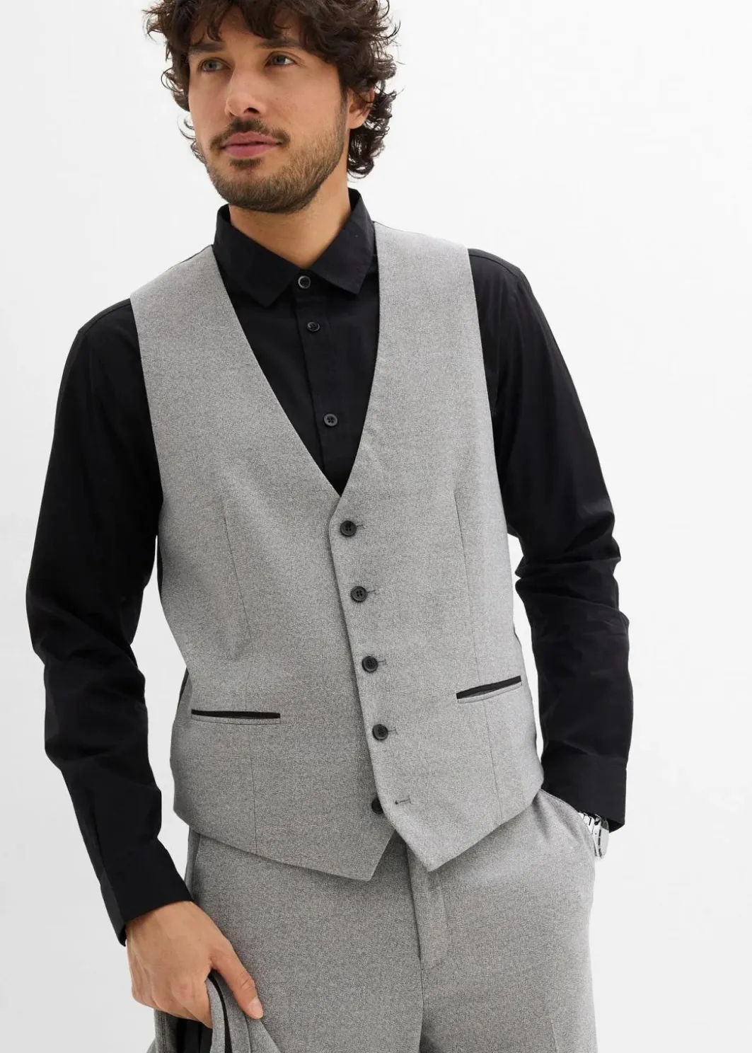 Herren bonprix Große Größen|Anzüge & Sakkos|Anzug mit Weste (3-tlg.Set), Regular Fit
