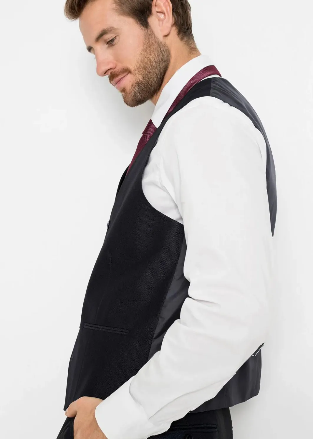 Herren bonprix Große Größen|Anzüge & Sakkos|Anzug mit Weste und Krawatte (4-tlg. Set), Regular Fit