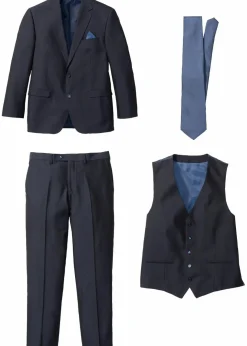 New Anzug mit Weste und Krawatte (4-tlg. Set), Regular Fit Herren Anzüge & Sakkos|Große Größen