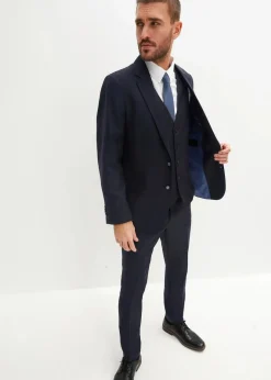 New Anzug mit Weste und Krawatte (4-tlg.Set), Slim Fit Herren Anzüge & Sakkos|Große Größen
