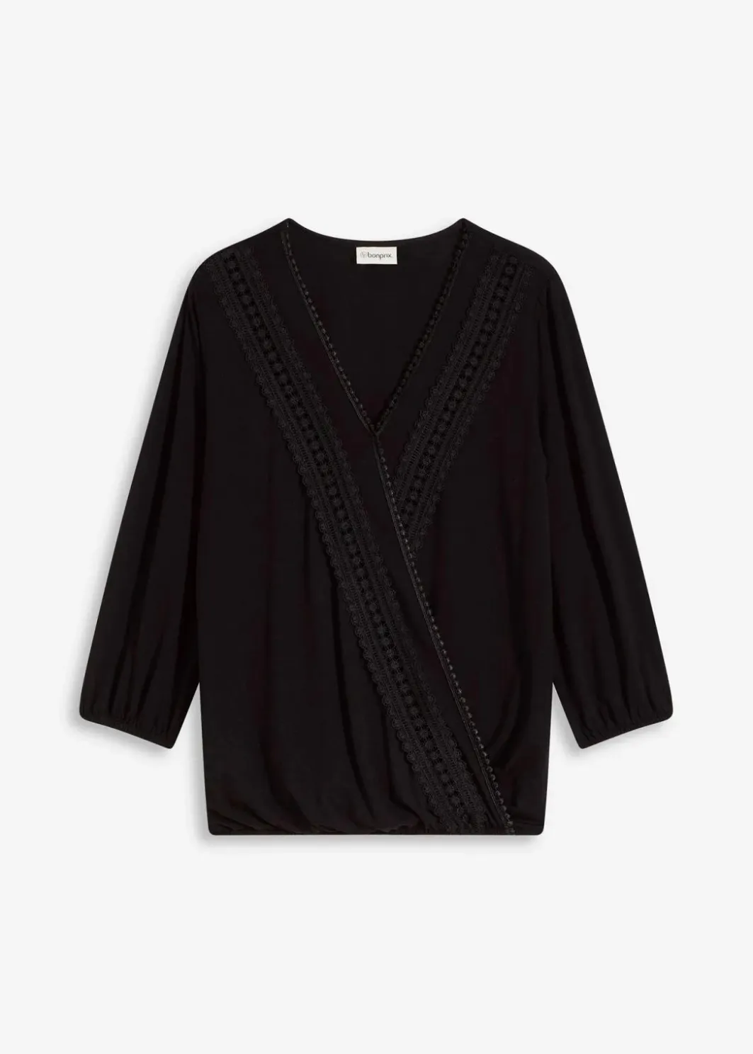 Clearance 3/4-Arm Shirt mit Spitze in Wickeloptik Damen Shirts & Tops