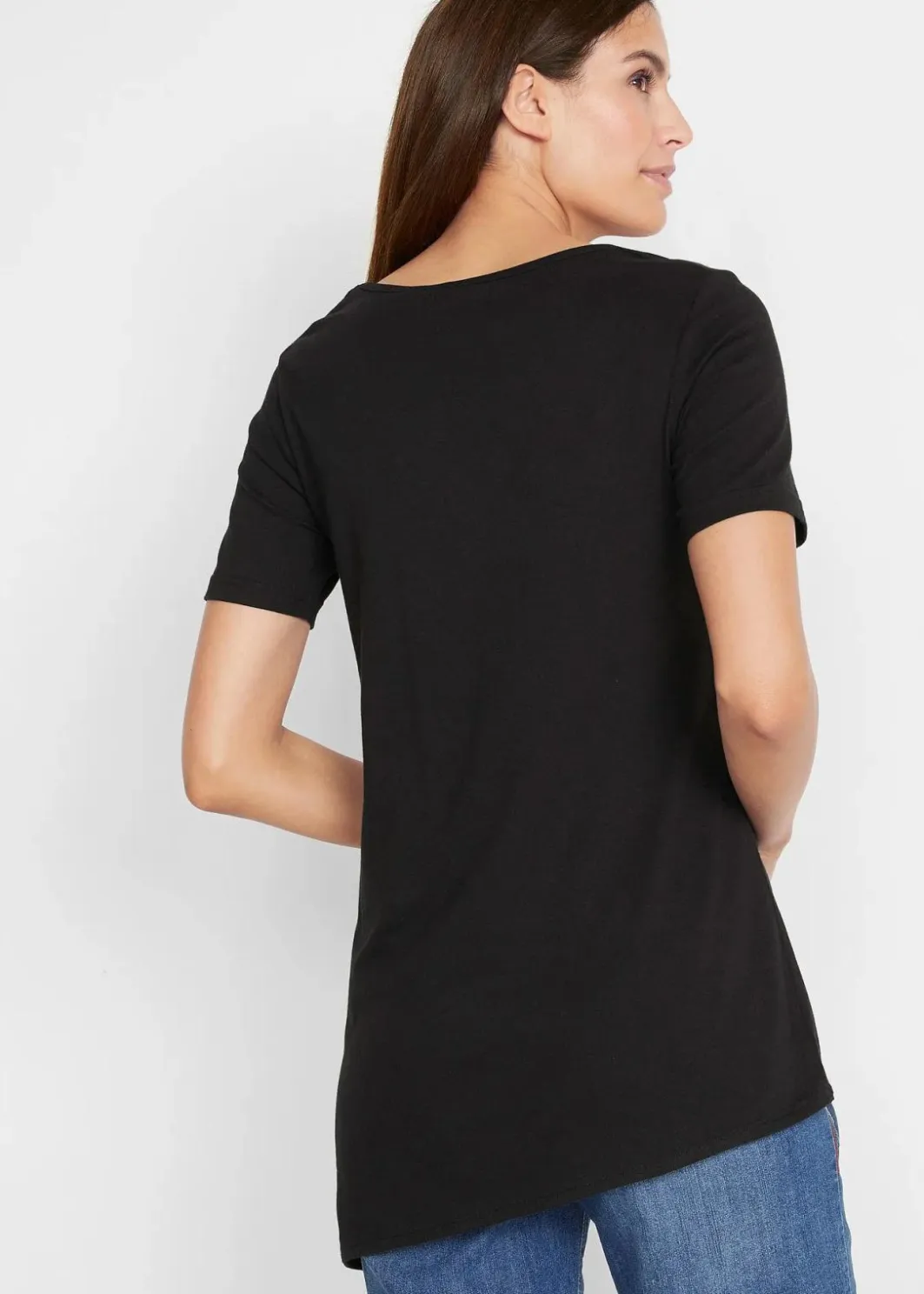 Asymetrisches Longshirt aus Baumwoll-Viskose-Mischung Damen Shirts & Tops