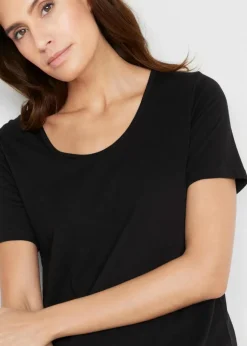 Asymetrisches Longshirt aus Baumwoll-Viskose-Mischung Damen Shirts & Tops