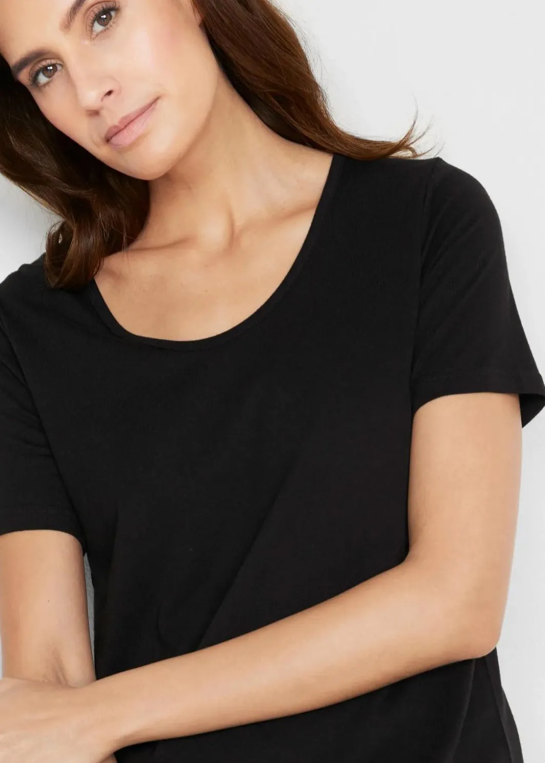 Asymetrisches Longshirt aus Baumwoll-Viskose-Mischung Damen Shirts & Tops