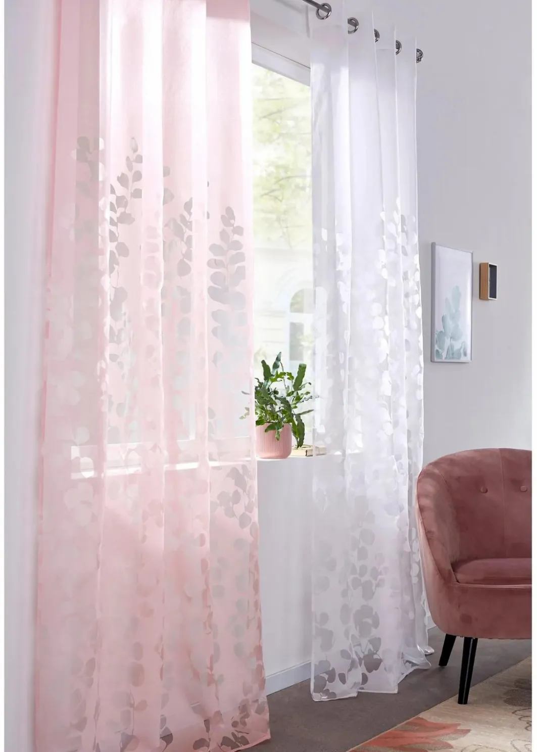 bonprix Gardinen|Ausbrenner Gardine mit Blättern (1er Pack)