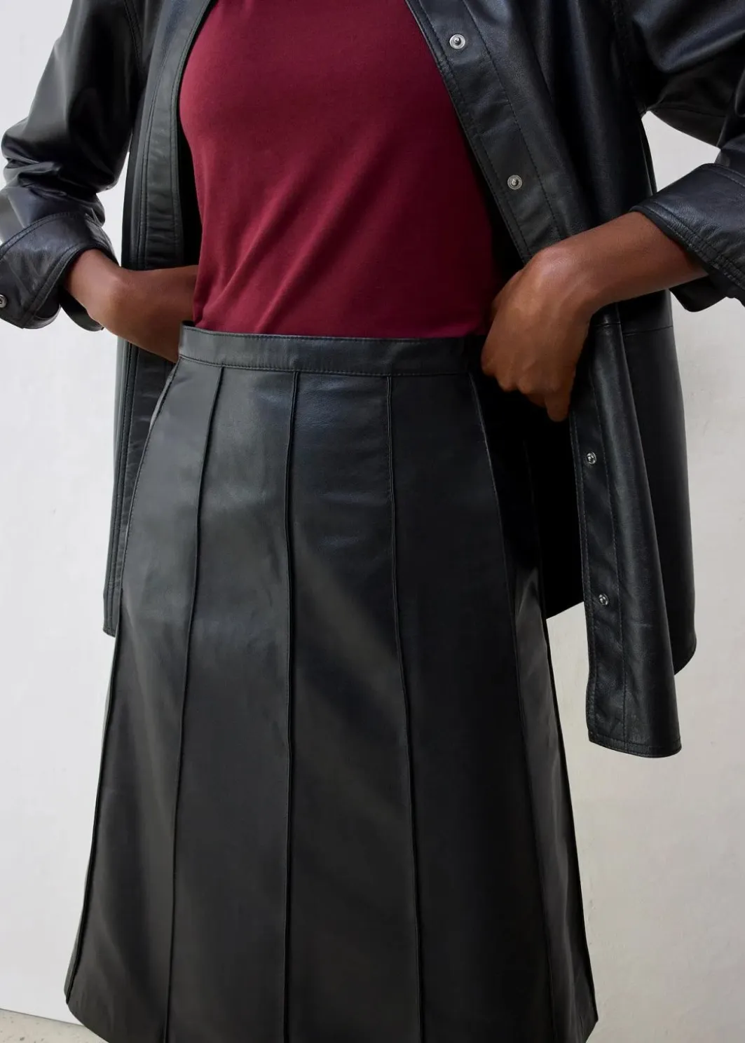Damen bonprix Bekleidung·Sportbekleidung|Röcke|Ausgestellter Lederrock aus Lammnappa