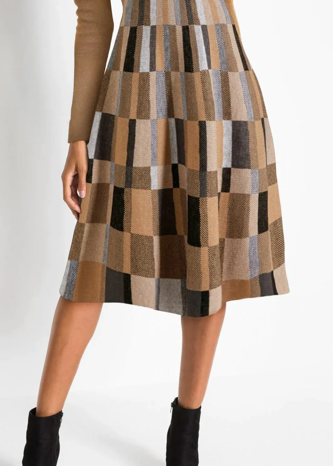 Damen bonprix Bekleidung·Umstandsmode|Strickmode|Ausgestelltes Jacquard-Strickkleid