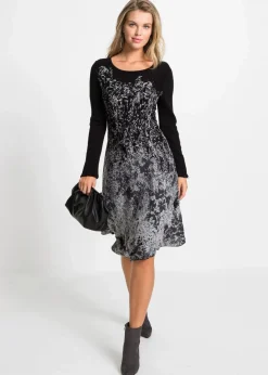Damen bonprix Bekleidung·Umstandsmode|Bekleidung·Pullover & Strickjacken|Ausgestelltes Jacquard-Strickkleid