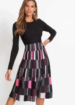 Clearance Ausgestelltes Jacquard-Strickkleid Damen Bekleidung·Umstandsmode|Strickmode