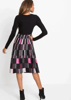 Clearance Ausgestelltes Jacquard-Strickkleid Damen Bekleidung·Umstandsmode|Strickmode